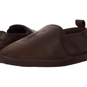 NIB MEN'S POLO RALPH LAUREN LEATHER SLIPPERS BROWN